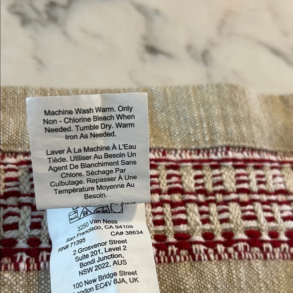 Williams Sonoma Linen with Red Detailing